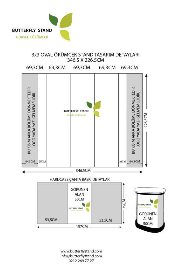 3x3 örümcek stand tasarım ölçüsü