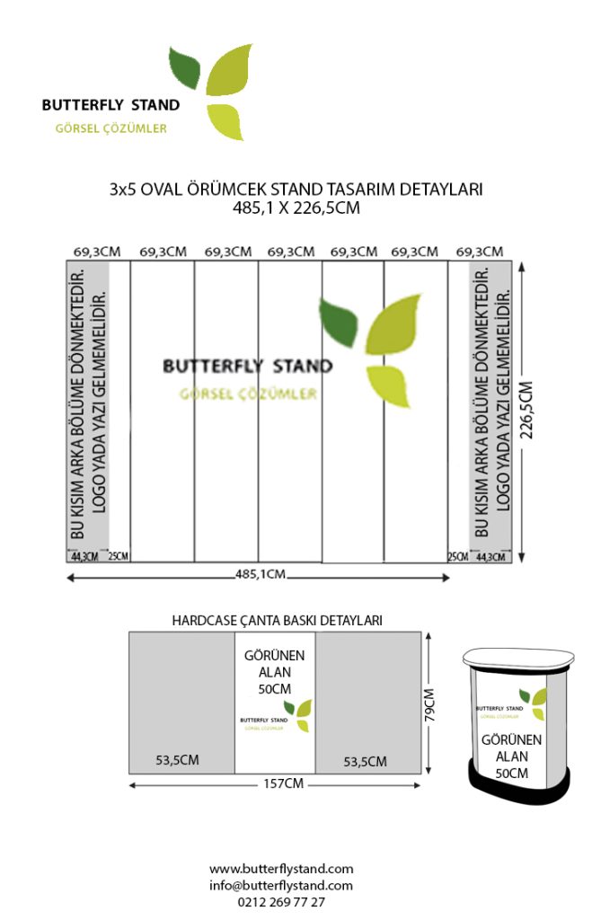 3x5 düz örümcek stand tasarım ölçüsü