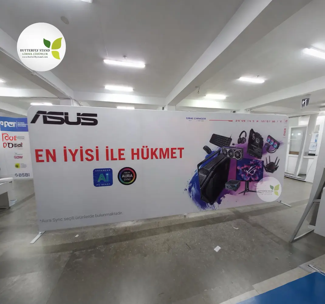 Kumaş Stand Düz 230x600cm (Tekstil Baskılı Boru Pano Banner)