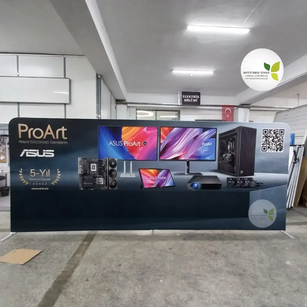 Kumaş Stand Düz 230x600cm (Tekstil Baskılı Boru Pano Banner) - Görsel 2